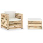 vidaXL 2-delige Loungeset met kussens groen geïmpregneerd, 2 zitplaatsen, Verzenden, Nieuw, Loungeset