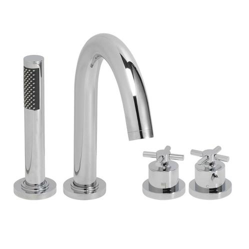 BWS 4 gats Crux Afbouw Badrandthermostaat Chroom (Exclusief, Doe-het-zelf en Verbouw, Sanitair, Kraan, Nieuw, Chroom, Ophalen of Verzenden
