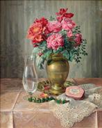 Lea Reinhart (b. 1877) - Still life with roses, glass and