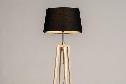 Rietveld Vloerlampen - Zwart, Naturel - Stof, Hout, Huis en Inrichting, Lampen | Vloerlampen, Verzenden