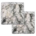 vidaXL Stoelkussens 2 st 40x40 cm schapenvacht gemêleerd, Huis en Inrichting, Woonaccessoires | Kussens, Verzenden, Nieuw, Grijs