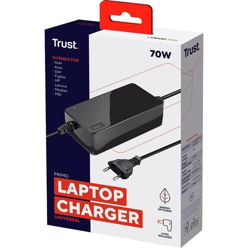 Trust Primo 70W - universele laptopoplader - 19/20V Laptop, Telecommunicatie, Mobiele telefoons | Telefoon-opladers, Verzenden