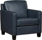 Direct meenemen | Blauwe leren fauteuil | blauw leer | NIEUW, Huis en Inrichting, Nieuw, Ophalen of Verzenden, Landelijk, 50 tot 75 cm