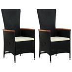 vidaXL Tuinstoelen 2 st met kussens poly rattan zwart, Tuin en Terras, Tuinstoelen, Verzenden, Nieuw, Rotan