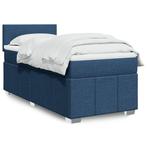 vidaXL Boxspring met matras stof blauw 90x190 cm, 90 cm, Eenpersoons, Nieuw, 190 cm of minder
