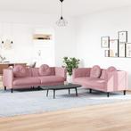vidaXL 2-delige Loungeset met kussens fluweel roze, Huis en Inrichting, Banken | Bankstellen, Verzenden, Nieuw, Vierpersoons of meer