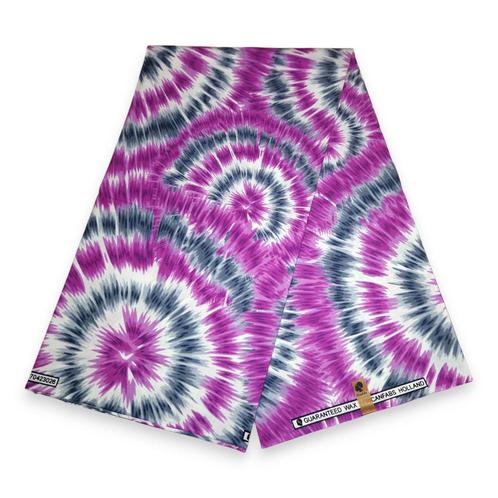 Afrikaanse print stof - Paarse Tie Dye - 100% katoen, Hobby en Vrije tijd, Stoffen en Lappen, Nieuw, Ophalen of Verzenden