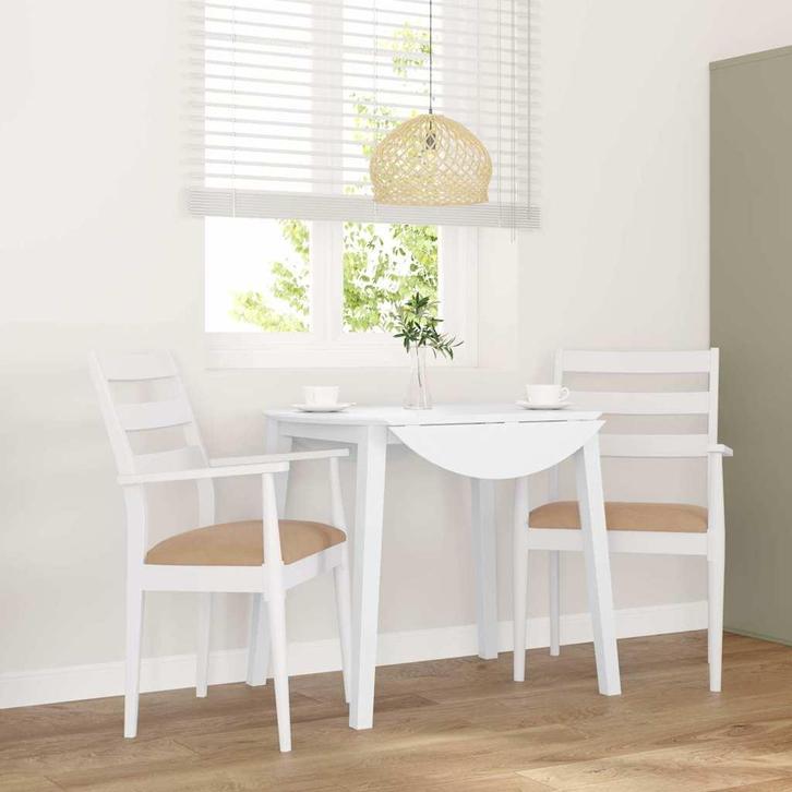 vidaXL Eetkamerstoelen met kussens 2 stuks wit massief hout, Huis en Inrichting, Stoelen, Wit, Nieuw, Verzenden