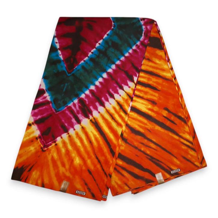 Afrikaanse stof - Oranje Tie Dye - Polycotton - 1 yard, Hobby en Vrije tijd, Stoffen en Lappen, Nieuw, Ophalen of Verzenden