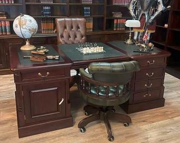 Chesterfield Bureau | Partnerdesk 200x100x80 | Uniek in NL! beschikbaar voor biedingen