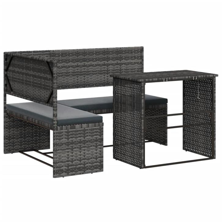 Tuinbank met Tafel - Goedkoop grijs! - Retourdeal, Tuin en Terras, Tuinbanken, Nieuw, Rotan, Ophalen of Verzenden