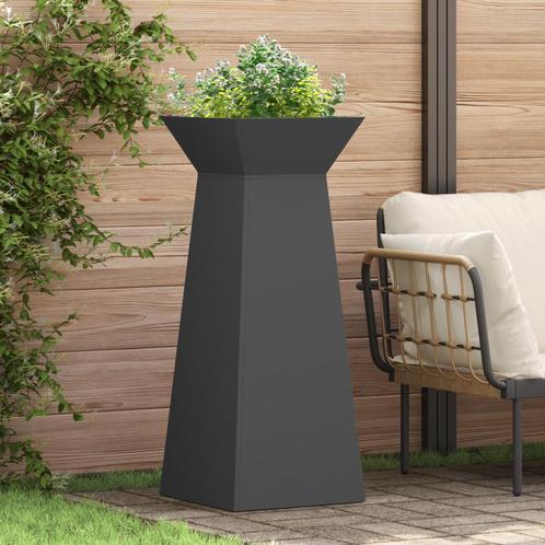 vidaXL Tuinpilarenbak met Schaal Zwart 40x40x100 cm Staal, Tuin en Terras, Bloembakken en Plantenbakken, Nieuw, Metaal, Verzenden