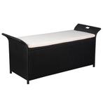 Opbergbank zwart 138cm | Retourdeal | 35% Korting, Ophalen of Verzenden, Nieuw, Rotan
