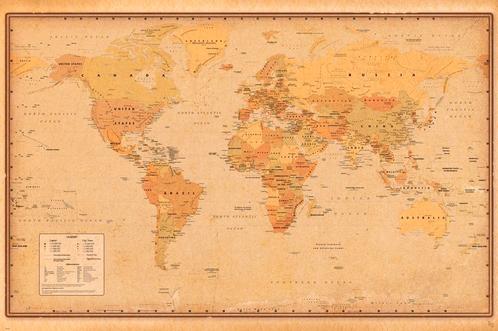 Poster Harper Collins Antique World Map 21 91,5x61cm, Verzamelen, Posters, Nieuw, A1 t/m A3, Verzenden