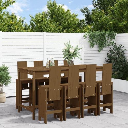 vidaXL 9-delige Tuinbarset massief grenenhout honingbruin, Tuin en Terras, Tuinsets en Loungesets, Nieuw, Meer dan 8 zitplaatsen