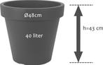 Kunststof Bloempot Antraciet Ø48cm Dubbelwandig Hoogte 43cm, Tuin en Terras, Bloempotten, Ophalen of Verzenden, Nieuw