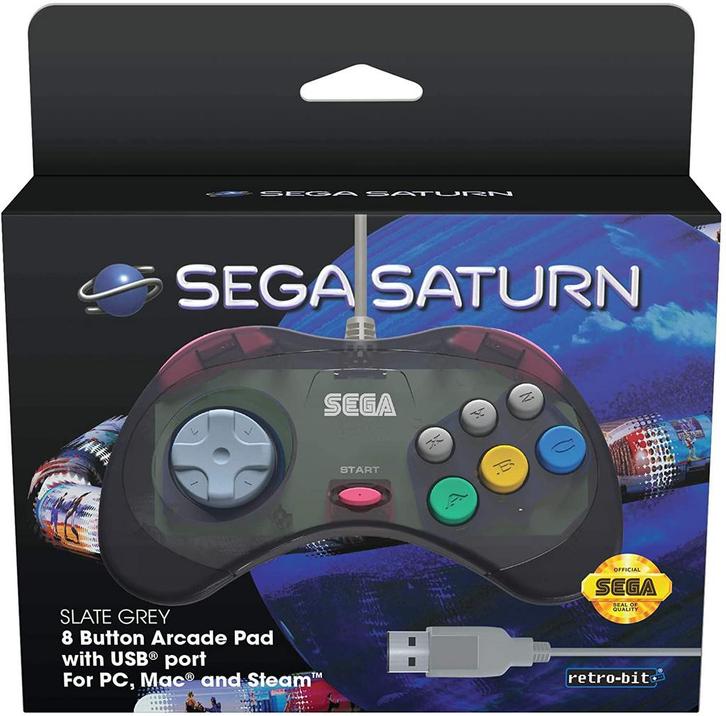 Retro-Bit Sega Saturn USB controller slate grey, Spelcomputers en Games, Games | Pc, Verzenden