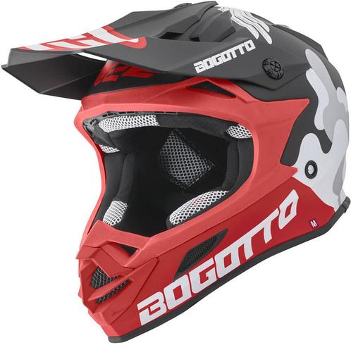 Bogotto V328 Camo Fiberglass Zwart Wit Rood Crosshelm, Motoren, Kleding | Motorhelmen, Offroadhelm, Heren, XXL, Nieuw met kaartje