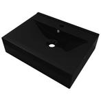 Wastafel met kraangat rechthoekig 60x46 cm keramiek zwart, Huis en Inrichting, Complete inboedels, Verzenden
