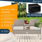 Tuinbank - Weerbestendig - Polyrattan - Inc. Kussens - Grijs, Tuin en Terras, Verzenden, Zo goed als nieuw