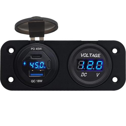 ProRide 12V USB/USB C Autolader 2 Poorten Inbouw met, Doe-het-zelf en Verbouw, Elektra en Kabels, Nieuw, Verzenden