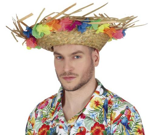 Hawaii Strohoed Met Bloemen, Hobby en Vrije tijd, Feestartikelen, Nieuw, Verzenden