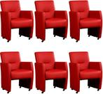 Leren Eetkamerstoelen Pleasure Rood Rode Keukenstoel, Nieuw, Vijf, Zes of meer stoelen, Leer, Ophalen of Verzenden