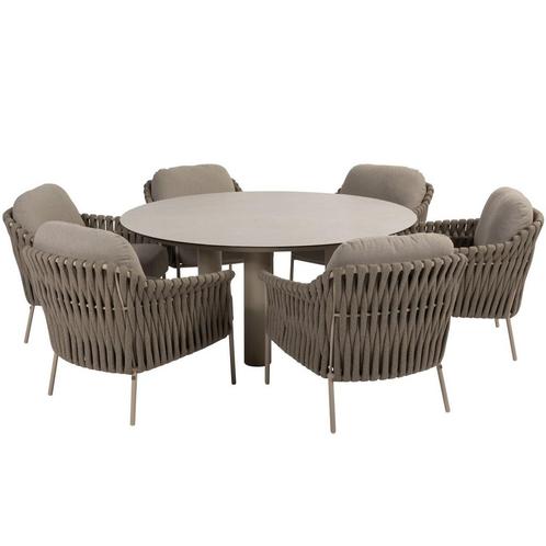 Donato Comino low dining set 160 cm rond 7 delig keramiek, Tuin en Terras, Tuinsets en Loungesets, Nieuw, Ophalen of Verzenden