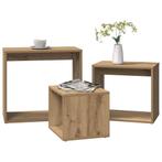 vidaXL 3-delige Tafeltjesset bewerkt hout artisanaal, Huis en Inrichting, Tafels | Bijzettafels, Verzenden, Nieuw, 45 tot 60 cm