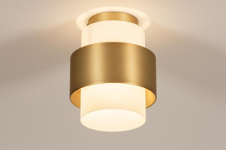 Rietveld Plafondlampen - Wit, Goud, Brons - Glas, Metaal, Huis en Inrichting, Lampen | Plafondlampen, Verzenden