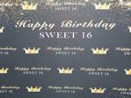 Sweet 16 thema verjaardag Fotobooth doek 3x2m huren Actie, Hobby en Vrije tijd, Feestartikelen | Verhuur, Nieuw, Ophalen, Verjaardag