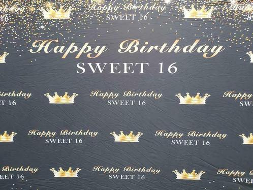 Sweet 16 thema verjaardag Fotobooth doek 3x2m huren Actie, Hobby en Vrije tijd, Feestartikelen | Verhuur, Verjaardag, Nieuw, Ophalen