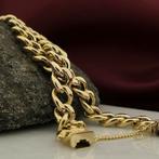 Gouden gourmetschakel armband | 21 cm (luxe heren sieraad), Ophalen of Verzenden, Gebruikt, Overige kleuren, Goud
