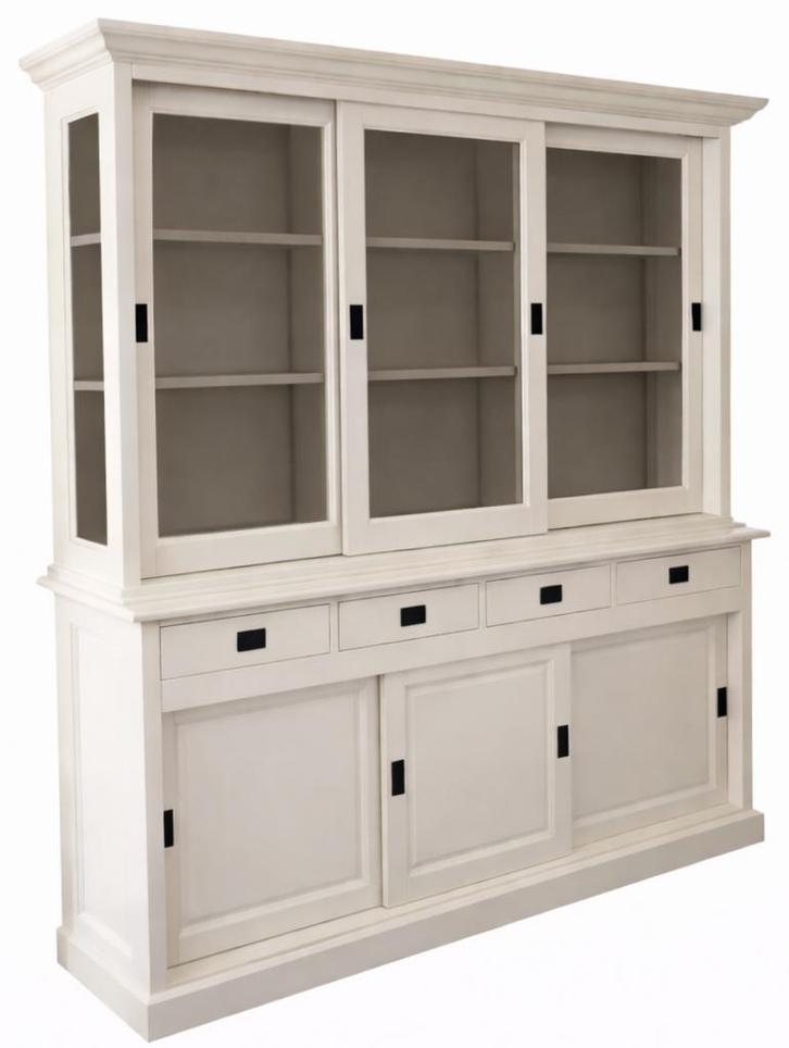 Buffetkast wit - taupe Jubbega 180cm, Huis en Inrichting, Kasten | Buffetkasten, Ophalen of Verzenden