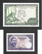 Spanje. - 25 and 1000 pesetas - various dates - both Sin, Postzegels en Munten, Bankbiljetten | Europa | Niet-Eurobiljetten