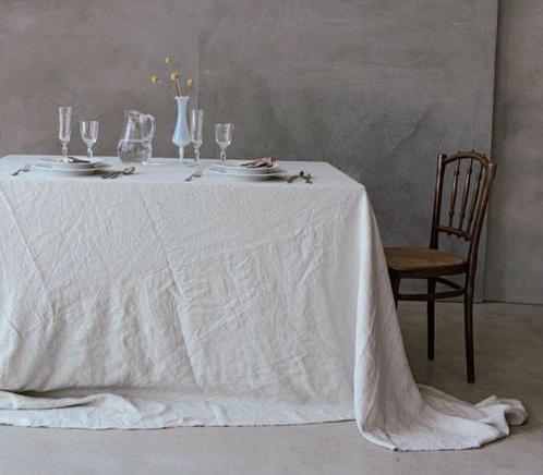 Puro LINO 100% nobele vezel Witte Natuurlijk Geen strijkwerk, Antiek en Kunst, Antiek | Kleden en Textiel