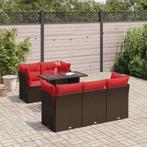vidaXL 6-delige Loungeset met kussens poly rattan acacia, Tuin en Terras, Tuinsets en Loungesets, Verzenden, Nieuw, Rotan, Loungeset