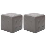 vidaXL Poef 2 st 30x30x30 cm kunstleer grijs, Verzenden, Nieuw