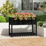 vidaXL Plantenbak met schap 111,5x54x81 cm massief, Verzenden, Nieuw, Hout, 60 cm of meer