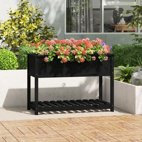 vidaXL Plantenbak met schap 111,5x54x81 cm massief, Tuin en Terras, Bloembakken en Plantenbakken, Nieuw, Hout, 60 cm of meer, Verzenden