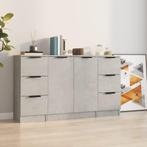 vidaXL Dressoirs 3 st bewerkt hout betongrijs, Huis en Inrichting, Kasten | Dressoirs, Verzenden, Nieuw, 50 tot 100 cm, 25 tot 50 cm