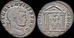 307-312ad Roman Maxentius Ae follis Roma in hexastyle tem..., Verzenden