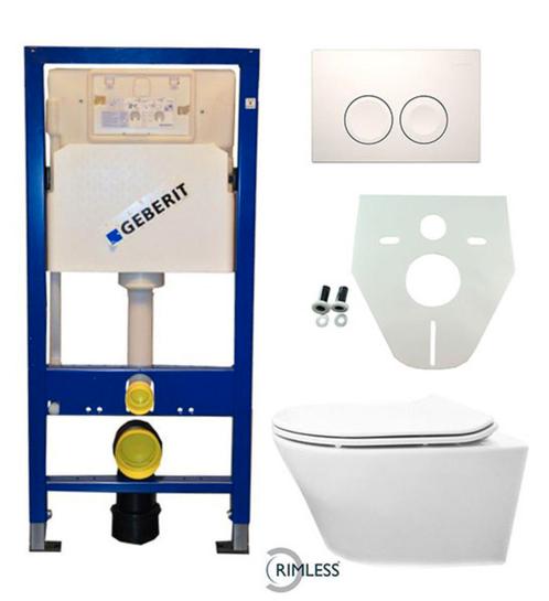 Geberit UP 100 Vesta Rimless wc+ Flatline zitt.+ Delta 21 wi, Doe-het-zelf en Verbouw, Sanitair, Nieuw, Verzenden