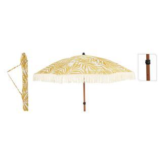 Strandparasol | Gardalux | Ø 180 cm (Bladerenprint, Rond), Tuin en Terras, Parasols, Nieuw, Verzenden