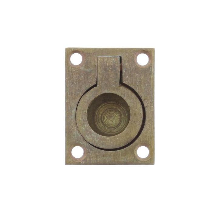 Luikring rechthoekig 65 x 49mm messing getrommeld, Doe-het-zelf en Verbouw, Hang- en Sluitwerk, Overige typen, Nieuw, Koper of Messing