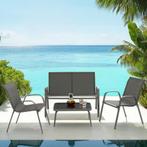 Zitgroep Nora voor 4 personen, textilene-weefsel - antraciet, Tuin en Terras, Tuinsets en Loungesets, Verzenden, Nieuw