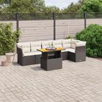 vidaXL 7-delige Loungeset met kussens poly rattan zwart, Tuin en Terras, Verzenden, Nieuw, Rotan, Loungeset