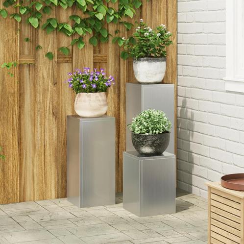vidaXL Buitenplantenstandaarden set van 3 - Gegalvaniseerd, Tuin en Terras, Overige Tuin en Terras, Nieuw, Verzenden