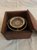 Scheepskompas - Messing, Hout, Glas - Antiek houten kast