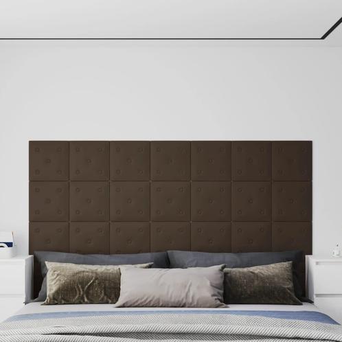vidaXL Wandpanelen 12 st 1,08 m² 30x30 cm kunstleer bruin, Doe-het-zelf en Verbouw, Platen en Panelen, Nieuw, Verzenden